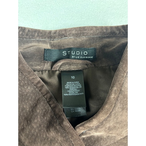 Vintage Liz Claiborne Suede Jacket Brown Women Size 10 - Picture 6 of 6